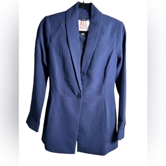 NWOT All Worthy Hunter McGrady Women’s Blue One Button Blazer Suit Jacket-Size 0 - Picture 1 of 7